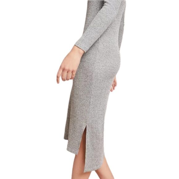 Anthropologie PURE + GOOD Ribbed Scoop Neck High Low Midi Dress - Picture 4 of 10